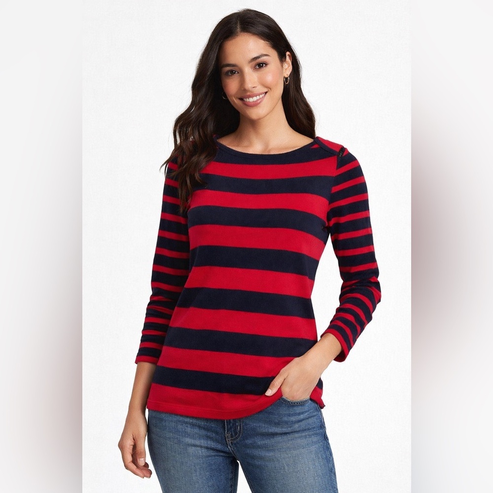 Tommy Hilfiger Woman Sweater‎ Striped Long Sleeve Small P Staple Capsule Costal